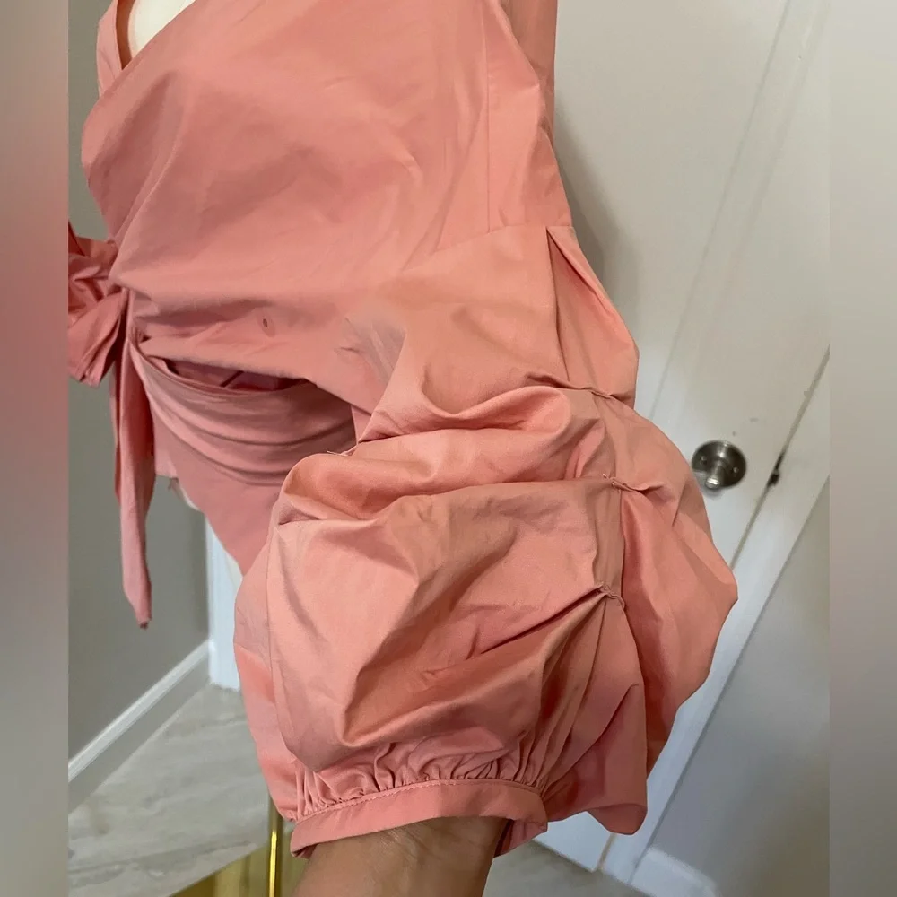 New York & Company Pink Wrap Blouse with 3/4 Sleeves-NWOT - Picture 7 of 9